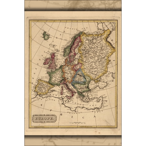 24"x36" Gallery Poster, map of Europe 1817