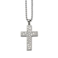 thumbnail image 1 of Stainless Steel Textured Cross Pendant Necklace 24in, 1 of 3