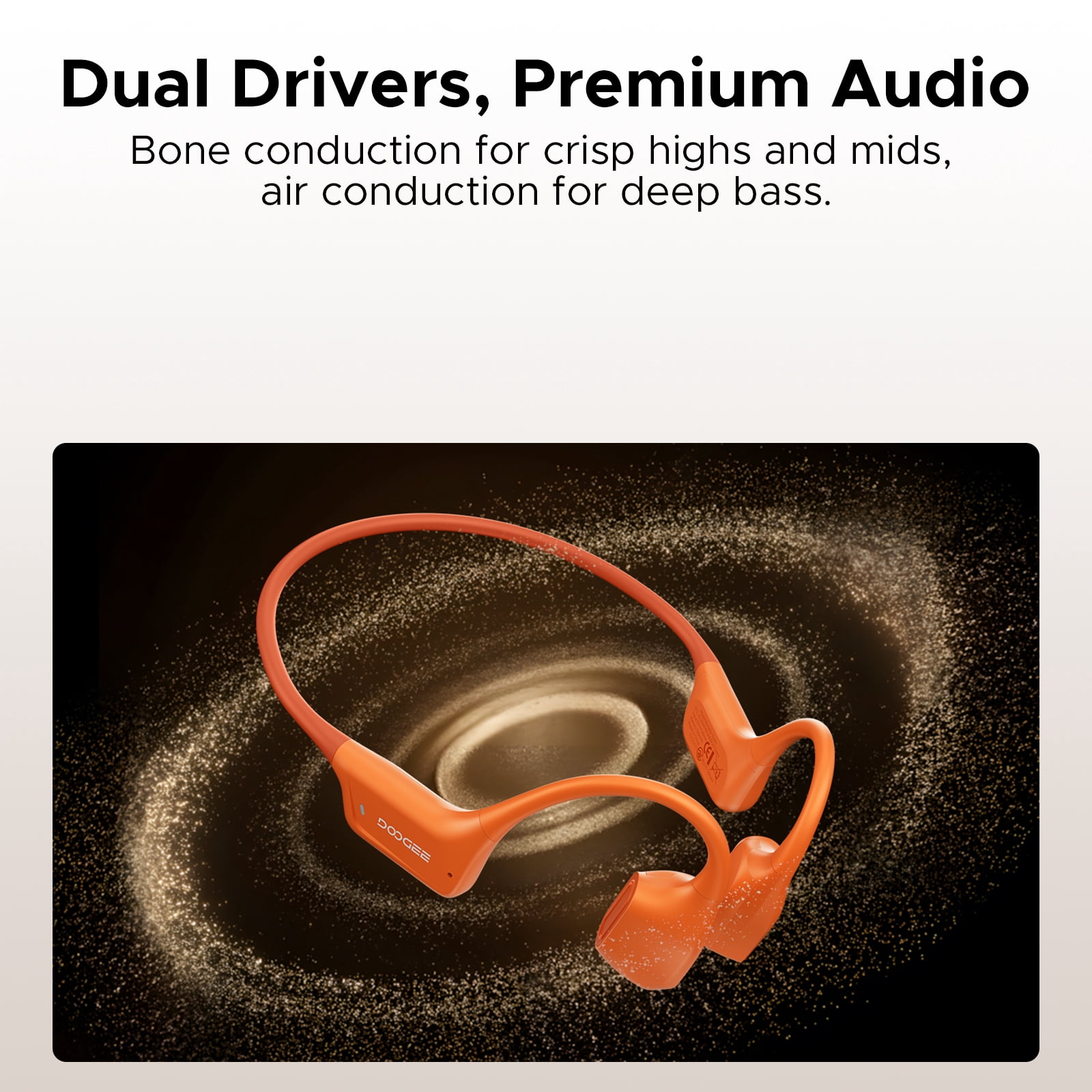 Doogee Bone Conduction Headphone, IP68 Waterproof Swimming Headphones Wireless Bluetooth 5.4, Dual Drivers, Bone Air Conduction, Sport Open-Ear Headphones for Swimming, Running, Cycling