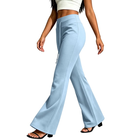 Ozmmyan Bootcut Sweatpants for Womens Wide Leg Sweat Pants High Waisted Drawstring Yoga Pants Lounge Trousers with Pockets Soft Casual Joggers