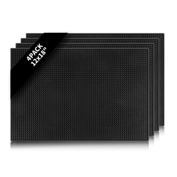 4 Pcs Bar Mats for Countertop 18 x 12 Inch Rubber Silicone Bar Drying Coffee Non Slip Mat for Bartending Home Cocktail Bars Resta