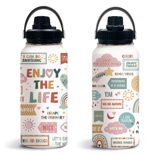 Botella de agua motivacional de acero inoxidable Uibunoo de 950 ml
