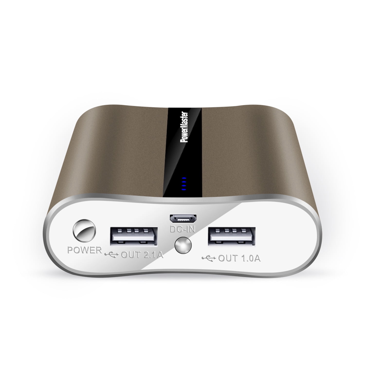 PowerMaster Portable Power Bank 12000 mAh Two USB Charging Ports with LED Flashlight And Charge Protection (Brown)