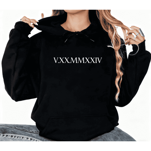 Women's English letters Printed Crew Neck Cotton Hooded Long-Sleeved Black S-2XL