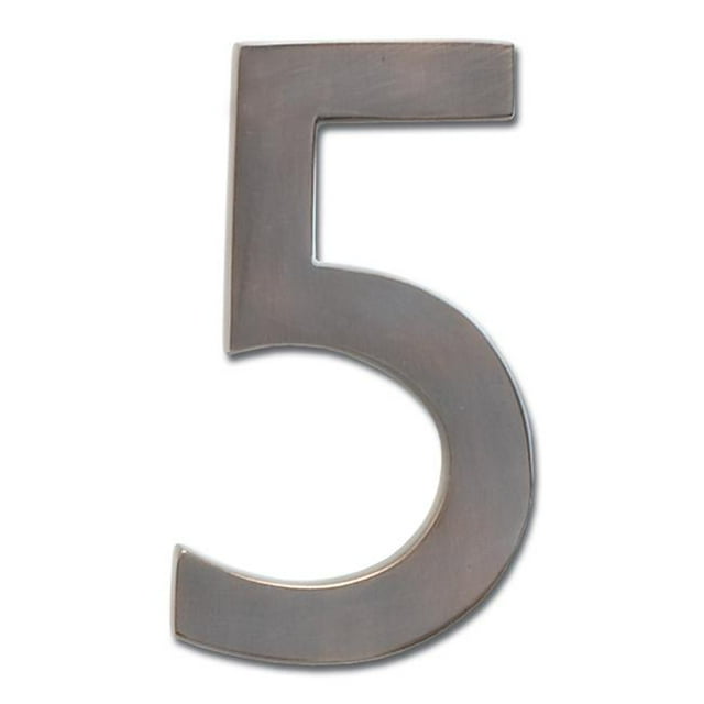 Architectural Mailboxes 3582DC Number 5 Solid Cast Brass 4 inch Floating House Number Dark Aged Copper "5"