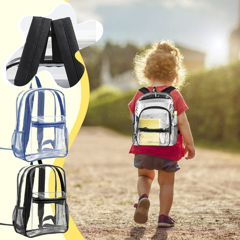 Clear Mini Backpack Kids School Backpack Heavy Duty Transparent PVC Backpack with Work Security Travel Stadium