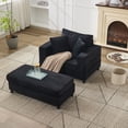 thumbnail image 4 of CQSXDA Versatile Upholstered Chaise Lounge Chair and Ottoman Combo With Pillows,  Sleeper Couch For Home Use, Black, 4 of 16