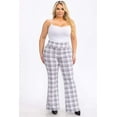 thumbnail image 3 of Plus Size Tummy Control Butt Sculpting Flare Pants With Pockets - Gray, Pink, White, Plaid, 3 of 7
