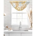 thumbnail image 4 of Waterfall Valances for Windows, Orange Gray Coral Coastal Kitchen Sheer Valance Curtains, Summer Beach Seaside Nautical Rod Pocket Elegant Swag Valances for Living Room Bedroom, 47.2"x38.5", 3 Panel, 4 of 8