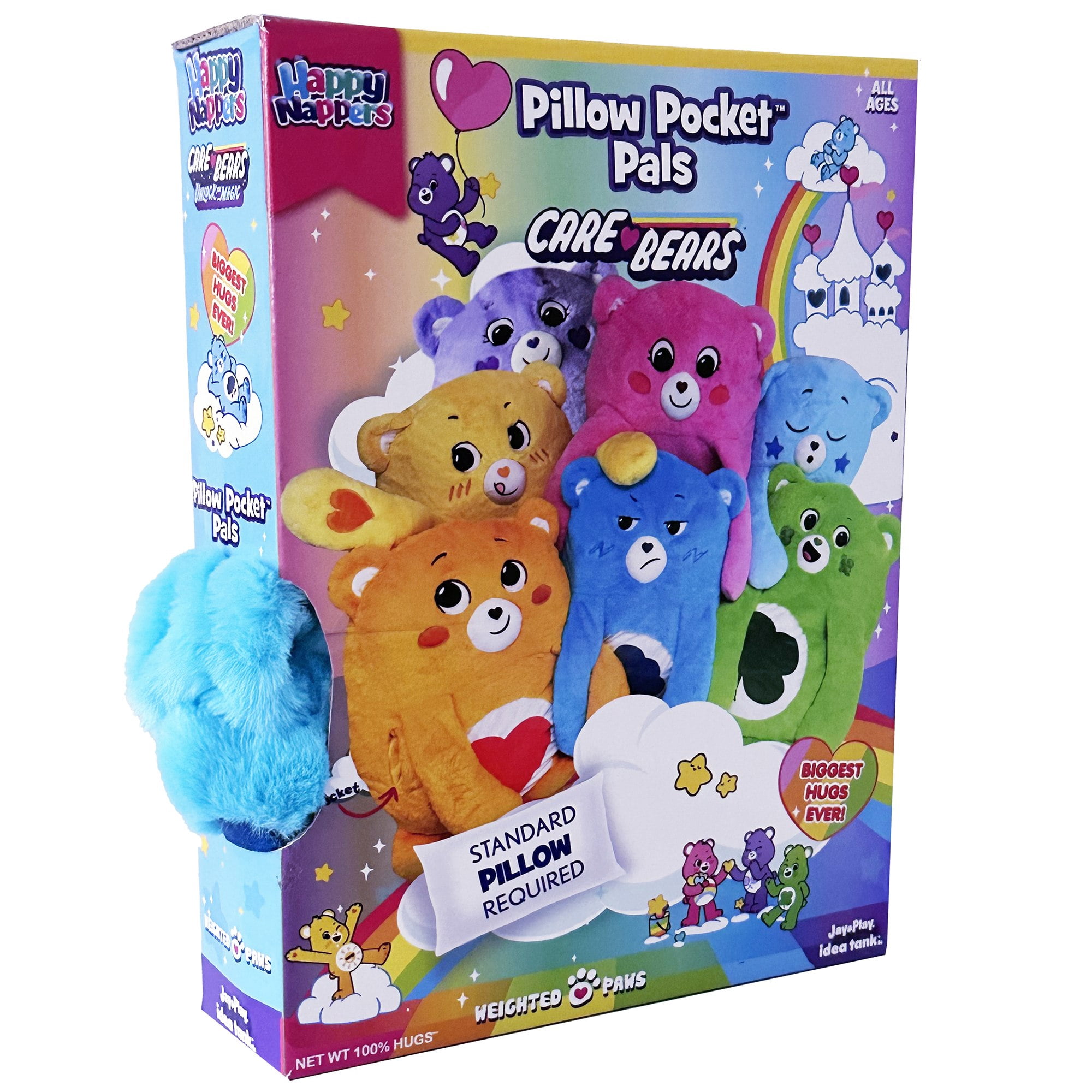 Happy Nappers: Care Bears Pillow Pocket Pal - Grumpy Bear - Plush Character Pillow Case, Animal Cover w/ Weighted Paws, Soft Huggable Companion, Kids