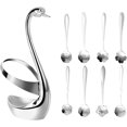thumbnail image 1 of ORUYROP Silver Small Swan Base Holder With Silver 8 Pcs Flower Spoon Set,Stainless Steel Reusable Tea Scoops Stirring Spoon Coffee Spoon, 1 of 7