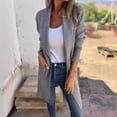 thumbnail image 3 of Women Jacket Turn-down Collar Pockets Solid Color Open Stitch Loose Thermal Long Sleeved Commuting Dating Spring Fall Winter Coat, 3 of 8