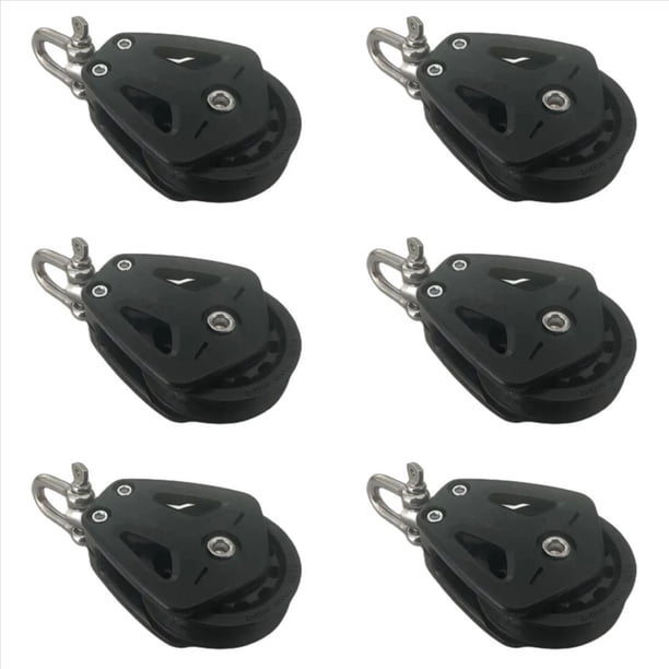 6X Bloque de Polea de Carga Alta, Grillete Giratorio de Polea Simple de Cabeza Universal, Bloque de Cojinete Liso para Velero, Accesorios para Corredor de Cuerda