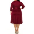 thumbnail image 4 of Women's Plus Size Solid 3/4 Sleeve V-neck Faux Wrap A-line Dress with Waist Tie(Pack of 2), 4 of 7