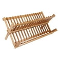 thumbnail image 4 of Escurridor, estante de secado de platos plegable de madera de doble nivel, estante para platos de bambú, rendimiento de alta gama, 4 of 8