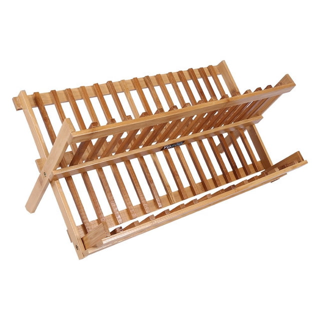 Dish Drying Rack, Plate Holder, Bamboo For Utensils Household Flatware Kitchen