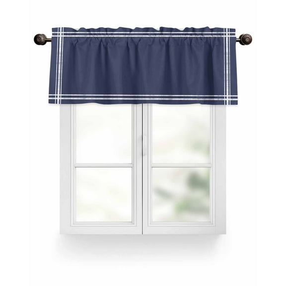 Dark Blue Valances for Windows Solid Color Valance Rod Pocket Light Filtering Short Window Treatments Curtains for Kitchen Bathroom Living Room Bedroom, 1 Panel, 54 x 18 Inch