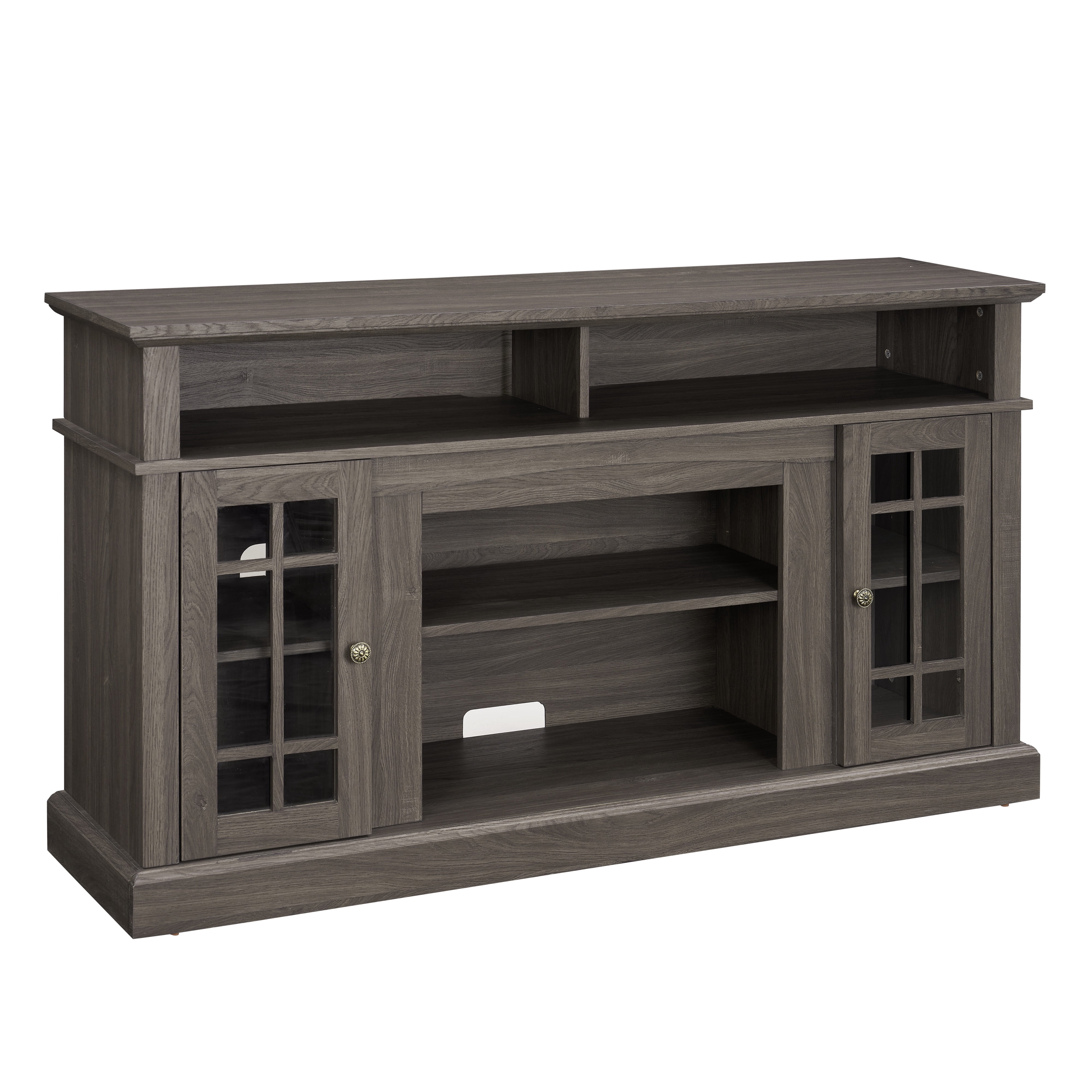 PAPROOS TV Stand for 65 Inch TV, Farmhouse Entertainment Center with 2 Doors & Adjustable Shelves, TV Console Table Media Console Cabinet for Living Room, Dark Gray