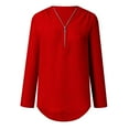thumbnail image 4 of Womens Summer Plus Size Adjustable Sleeves Button Loose Shirt Chiffon Zipper Tops for Women, 4 of 8