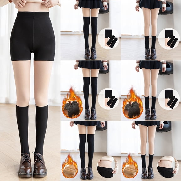 Nooxsoe Fleece Tights Winter Tights Translucent Fleece Lined Tights Fleece Lined Tights Sheer Thick Tights Thick Leggings Workout Leggings for Women Butt Lifting Womens Stockings Pantyhose a One Size