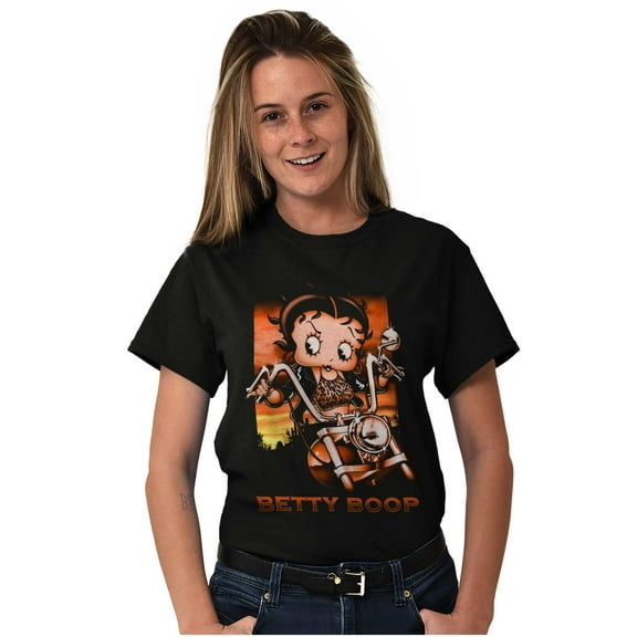 Betty Boop Cartoon Biker Attitude Women's Graphic T Shirt Tees Brisco Brands S
