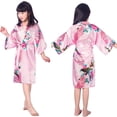 thumbnail image 1 of Camisón largo con estampado de peonías y pavo real para niña, bata de baño de verano de seda sintética fina para niños, cárdigan para el hogar, 1 of 6