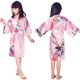 thumbnail image 1 of Camisón largo con estampado de peonías y pavo real para niña, bata de baño de verano de seda sintética fina para niños, cárdigan para el hogar, 1 of 6