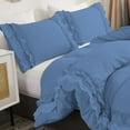 thumbnail image 2 of D.N.G. BEDDINGS Luxurious 5 Piece Double Ruffle Duvet Cover With Zipper Closure, 100% Egyptian Cotton, 800 Thread Cotton Full/Queen Size Medium Blue Solid, 2 of 6