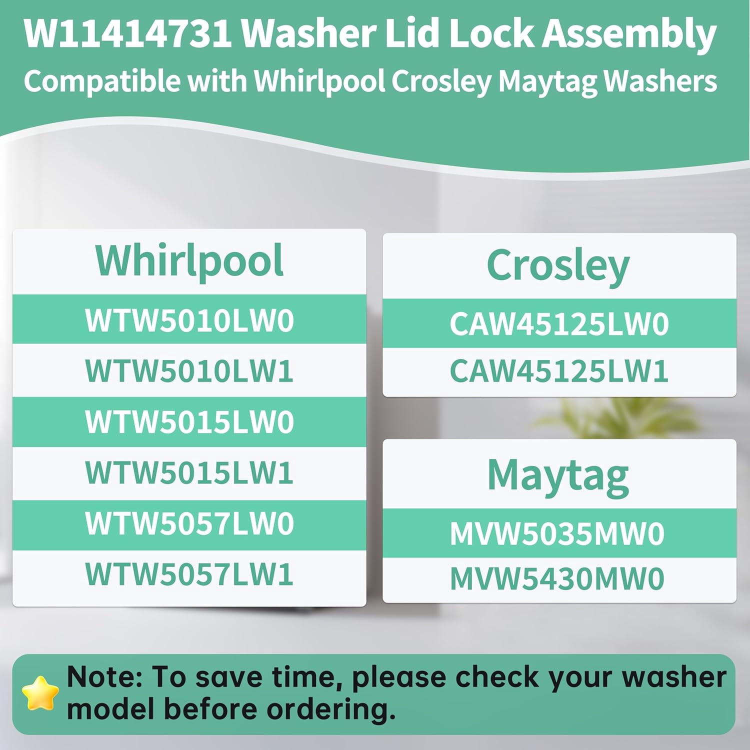 W11414731 W11513248 Washer Lid Lock Assembly Replacement Compatible With Whirlpool Maytag Crosley