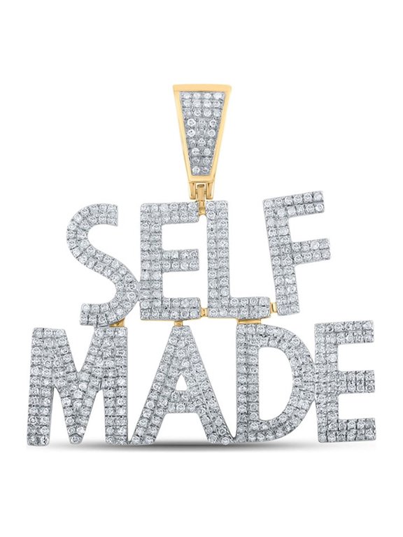 10kt Yellow Gold Mens Round Diamond Self Made Charm Pendant 1 Cttw