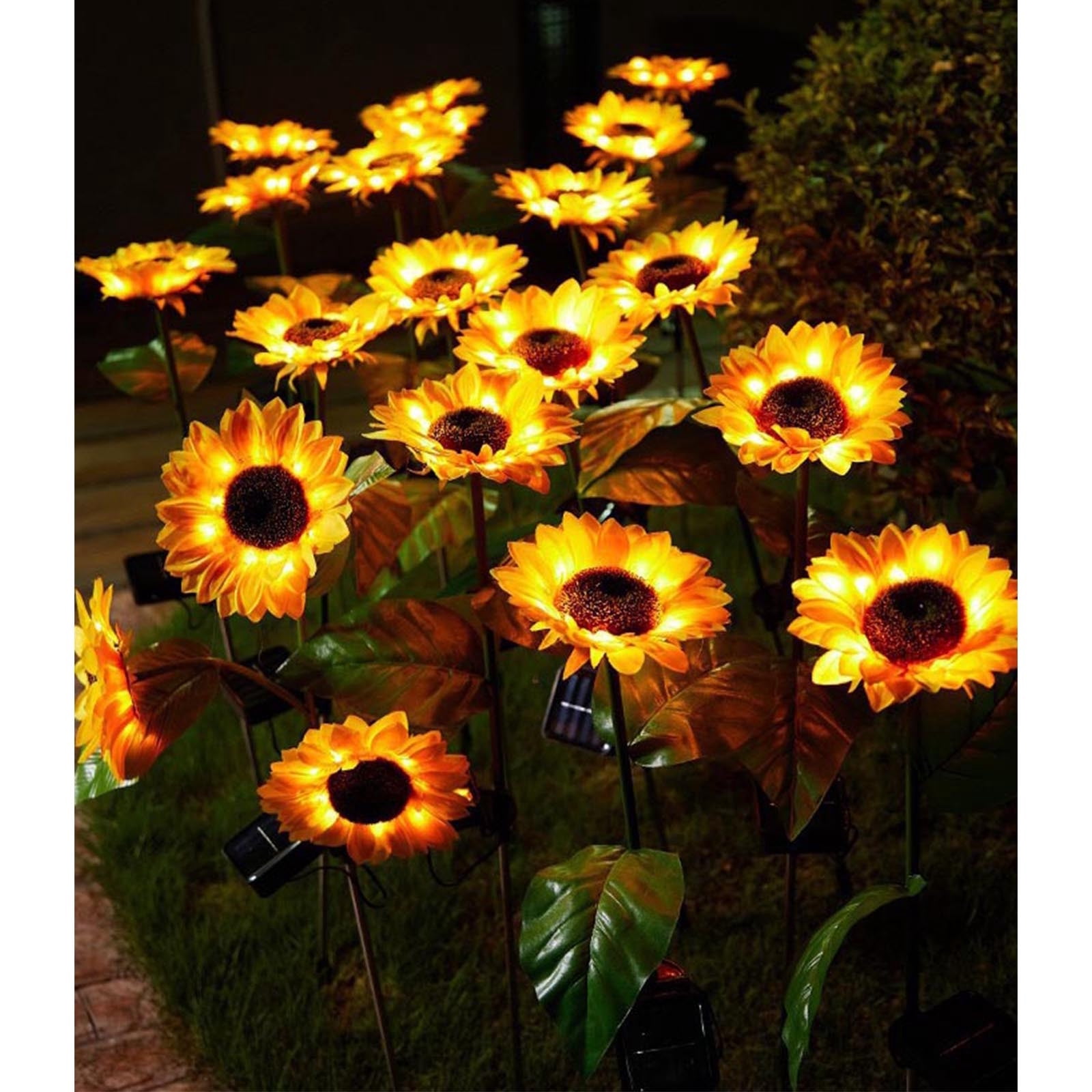 2pcs Solar LED Sunflower Garden Lights Outdoor, IP65 Waterproof Light for Outdoor Flower Bed, Yard, Pathway, Patio Decor - Gift for Mom, Women, Grandma