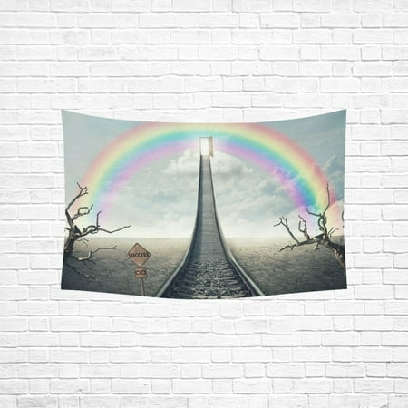 Cracked Desert Floor - YKCG Home Decoration Railway of Opportunity Along a Cracked Desert Wall Hanging Tapestry 60 x 51 Inches