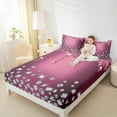 thumbnail image 4 of Feelyou Chic Bling Diamond Twin Sheet Sets, Princess Pink Sequin Print Twin Fitted Sheet, Modern Fashion Flat Sheet, Breathable Home Decor, 3-Piece, 4 of 7