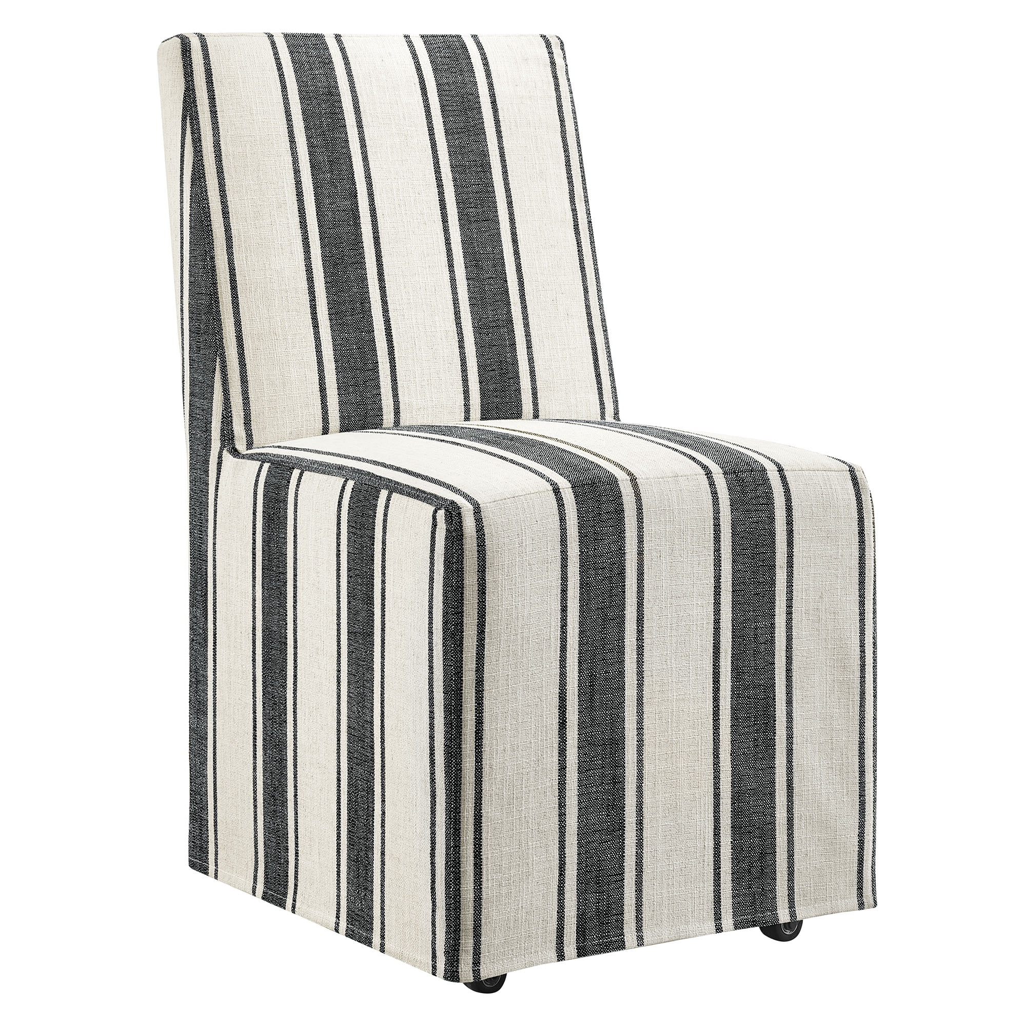 Tessera Striped Slipcovered Dining Side Chair in Black Stripe