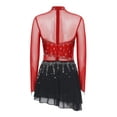 thumbnail image 4 of HULIJA Robe de Patinage Artistique pour Femmes Manches Longues en Mesh avec Strass Compétition de Ballet Bourgogne TG, 4 of 7