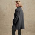 thumbnail image 4 of Inleife Women's New Fashionable Coats Solid Color Lapel Double Buckle With Pockets Woolen Coat Jacket, 4 of 6