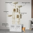 thumbnail image 6 of Soonbuy 75'' Tall Cat Tree with Litter Box Enclosure, 2-in-1 Modern Cat Tower with Condos & Sisal Scratching Posts, Basket and Soft Plush Perch, Wooden Kitty Litter Box Furniture, White & Gray, 6 of 7