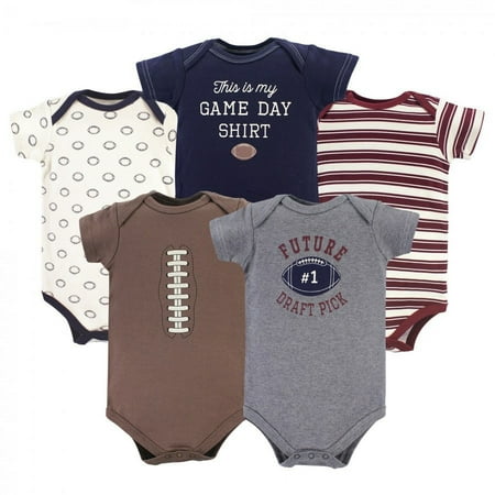 UPC: 0660168530087 | Hudson Baby Infant Boy Cotton Bodysuits 5pk  Football  0-3 Months
