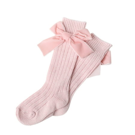 

Fanvereka Baby Mid-Calf Length Socks Girls Solid-Color Knee-High Stockings with Bowknot Decoration for Infant Kids 0-7 Years