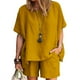 thumbnail image 4 of Puntoco Mujer Casual Verano Cuello Redondo Manga Corta Tops y Pantalones Cortos Dos Conjuntos Traje Liquidación Puntoco Puntoco-6242, 4 of 6