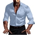 thumbnail image 3 of Under $10 Mens Fashion Satin Button Down Shirts Party Prom Blouses Lapel Long Sleeve Lightweight Thin Dress Shirt, 3 of 9