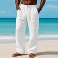 thumbnail image 2 of Dresfit Wide Leg Pants Mens Summer Big and Tall Linen Pants Drawstring Open Bottom Y2k Slacks Loose Fit 2026 Baggy Elastic Waist Trousers White M, 2 of 6