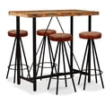 thumbnail image 5 of vidaXL Bar Set 7 Pieces Solid Reclaimed Wood, Genuine Leather & Canvas, 5 of 12