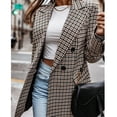 thumbnail image 6 of MRULIC coat for women Women Vintage Button Down Fashion Lapel Collar Double Breasted Flap Detail Plaid Blazers Women's Fleece Jackets Coats Black + L, 6 of 9