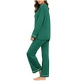 thumbnail image 5 of Womens Pajama Sets Long Sleeve Top and Pant V Neck Solid Color Two Piece Outfit Sets, 5 of 7
