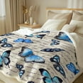 thumbnail image 2 of Butterfly Blankets Fuzzy Throws Vintage Blue Butterflies Throw Blanket for Adults Women Teen Girls Retro Sherpa Fleece Plush Blanket for Bed Couch Sofa (50"x60"), 2 of 6