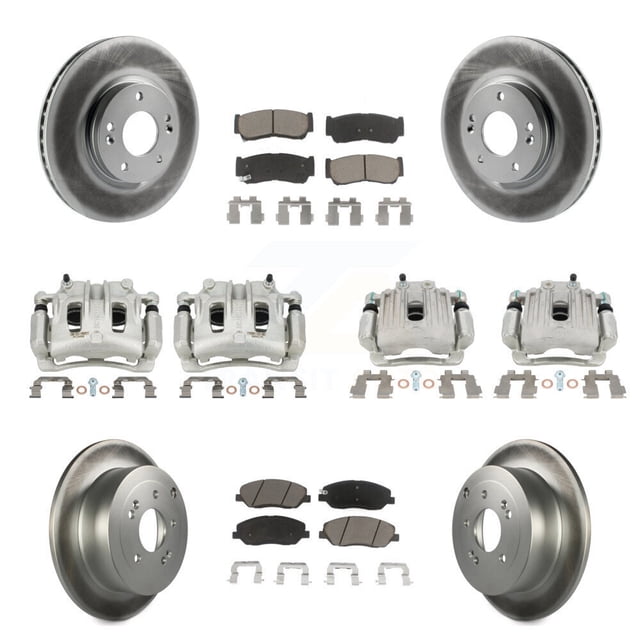 Transit Auto Front Rear Disc Brake Caliper Coated Rotors and Ceramic Pads Kit (10Pc) for Car 2007-2009 Hyundai Santa Fe KCG-100920C