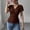 Coffee, variant on Women's Wrap V Neck Flutter Short Sleeve Blouse Ruched Cinched Waist Soft Stretchy Knit Slim Fit Solid Color Dressy Casual Tunic Tops For Work Office Daily Going Out Black L