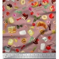 thumbnail image 1 of Soimoi Rayon Crepe Fabric Fruits,Bread & Donut Food Printed Craft Fabric by The Yard 46 Inch Wide, 1 of 1