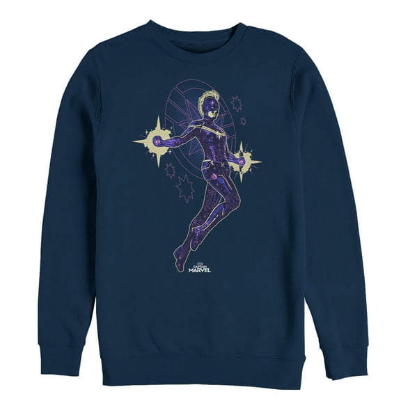 Men's Marvel Captain Marvel Galactic Kree Warrior Sweatshirt Navy Blue X Large